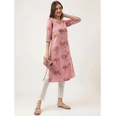 Divena - Pink Cotton Womens Front Slit Kurti ( Pack of 1 ) - None