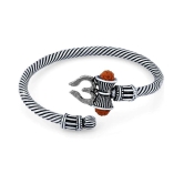 SILVER SHINE Adjustable  Trishul Damroo Rudraksha Bahubali Kada Bracelet Mahakal For Men Boys Girls - None