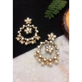 Kundan Flower Chandbali Earrings