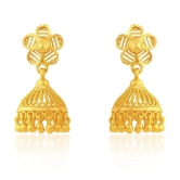 LUV FASHION Golden Jhumki Earrings ( Pack of 1 ) - Golden