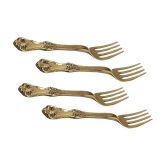 A & H ENTERPRISES - Gold Brass Dessert Fork ( Pack of 4 ) - Gold