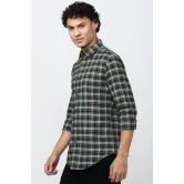 Men Green Super Slim Fit Check Full Sleeves Casual Shirt