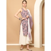 Printed Purple Rayon Kurta with Palazzos & With Dupatta-M / Purple