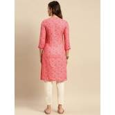 Rangita Women Rayon Pink Floral Printed Knee Length Straight Kurti - None