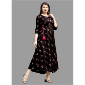 SIPET - Black Rayon Womens Flared Kurti ( Pack of 1 ) - None