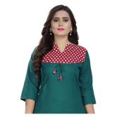 Rangrasiya - Green Cotton Women's Straight Kurti ( Pack of 1 ) - XL