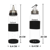 Femora Borosilicate Glass Oil Dispenser, 500Ml, Set of 2, Silver