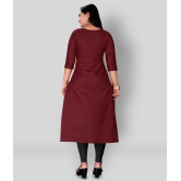 Rangrasiya - Maroon Cotton Blend Women's Straight Kurti ( Pack of 1 ) - L