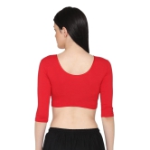 Women's 3/4 Length Cotton Stretchable Readymade Plain Blouse - True Red True Red S