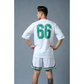 Go Devil 66 (in Green) Printed White Polyester Co-ord Set for Men M