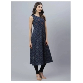 Stylum - Navy Rayon Womens Flared Kurti - M