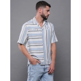 Difference of Opinion 100% Cotton Regular Fit Striped Half Sleeves Mens Casual Shirt - White ( Pack of 1 ) - None