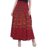 Biking-Red Wrap-Around Printed Long Skirt from Pilkhuwa