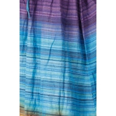 Milky-Blue Long Summer Skirt with Stripes Woven in Multi-Color Thread and Dori on Waist