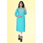 HAYA - Light Blue Rayon Womens Straight Kurti ( Pack of 1 ) - None