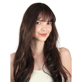 RefynHair Low Density Clip-In Hair Bang Extension | 100% Remy Human Hair | Natural Looking Fringe Hair Extensions for Girls and Women | Easy Single Clip In | Lightweight Wispy Bangs - Medium Brown