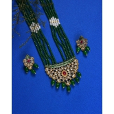 Gold Plated Kundan Beaded Necklace and Earrings Set