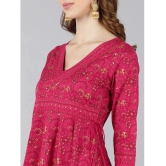 KIPEK - Pink Rayon Womens Anarkali Kurti ( Pack of 1 ) - None