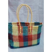 Handwoven Multicolor Plastic Tote Bag _01