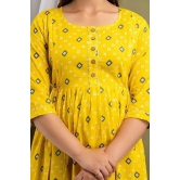 KASHVI Creation Women's Cotton Floral Printed Anarkali Maternity Feeding Kurti ( Yellow)