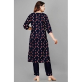 Smien - Navy Straight Rayon Women's Stitched Salwar Suit ( Pack of 1 ) - None