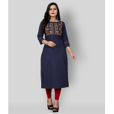 Lerkiza - Blue Cotton Womens Straight Kurti ( Pack of 1 ) - XL