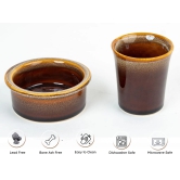 Premium Ceramic Dawara Set, Tea Dabara Set, Tumbler Set for Authentic South Indian Filter Coffee, Serving Drinkware, Set of 1, 120 ml, Peanut Brown