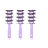 Kuber Industries Hair Brush, Flexible Bristles, Quick Drying, Suitable for All Hair Types, Round Vented, 3 Piece, Purple.-Kuber Industries Hair Brush, Flexible Bristles, Paddle, Quick Drying, All