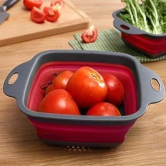 NIDY® Square Folding Colander Washing Drain Basket Silicone Filter Baskets Washing Up Bowl Collapsible Colander Washing Up Bowl Silicone Strainer Filter Basket Size:29 cm