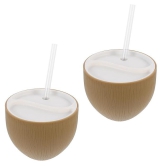 Coconut Cup Shape Water Bottle With Straw