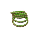 Stunning Green Bangle Set with Rhinestone Accents