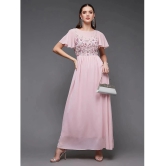 Miss Chase Georgette Embellished Full Length Womens Fit & Flare Dress - Pink ( Pack of 1 ) - None