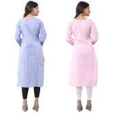 DESHBANDHU DBK - Multicolor Cotton Womens Straight Kurti ( Pack of 2 ) - None