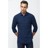 Men Navy Super Slim Fit Stripe Full Sleeves Casual Shirt