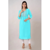 Kapadia - Turquoise Rayon Womens Straight Kurti ( Pack of 1 ) - None