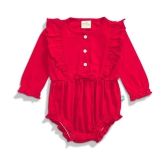 Juscubs Red Cotton Bodysuit For Baby Girl ( Pack of 1 ) - None