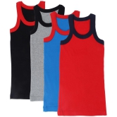 DYCA - Multi Cotton Solid Boys Vest ( Pack of 4 ) - None