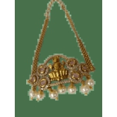 Stunning Gold-Plated Goddess Laxmi Pendant with Pearls and Pink Stones for Women