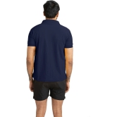 Men Solid Polo Neck Polyester Dark Blue T-Shirt