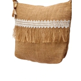 Tisser jute bag With lacework