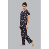 FOMTI - Navy Blue Satin Women's Nightwear Nightsuit Sets ( Pack of 1 ) - None