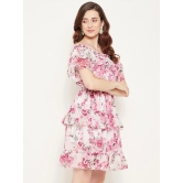 Floral Print Off-Shoulder Flared Sleeve Georgette Fit & Flare Dress