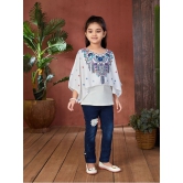 Aarika White & Blue Georgette Girls Top With Jeans ( Pack of 1 ) - None