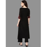 Janasya Rayon Embroidered A-line Womens Kurti - Black ( Pack of 1 ) - None