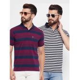 UNIBERRY Cotton Blend Regular Fit Striped Half Sleeves Mens Polo T Shirt - Maroon ( Pack of 2 ) - None