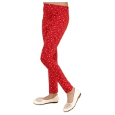 Kids Cave - Red Cotton Blend Girls Leggings ( Pack of 1 ) - None