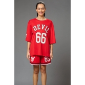 Devil 66 (in Red) Printed Co-ord Set for Women XXL