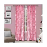 Veronica Deco Set of 2 Long Door Blackout Room Darkening Eyelet Poly Cotton Curtains Pink - Pink