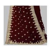 Om Shantam Sarees - Coffee Georgette Saree With Blouse Piece ( Pack of 1 ) - Coffee