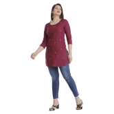 JC4U - Maroon Viscose Womens Straight Kurti - XXL